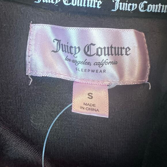 Juicy Couture Two Piece Set Hoodie Top Pants Velour Velvet Black Crystal Soft S - Picture 6 of 12